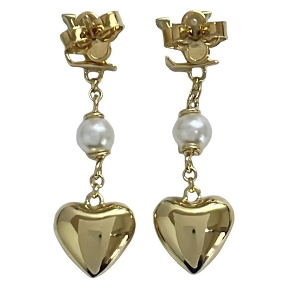 Auth LOUIS VUITTON Earrings Pendant LV Heart M01011 Gold White - VA1254 Earrings - Picture 2 of 3